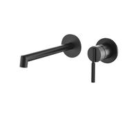 TYMYW Grifo de Lavabo Empotrado de Doble Agujero de Un Solo Manejo Grifo Mezclador Lavabo de Latón,Negro