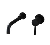 TYMYW Grifo de Lavabo Empotrado de Doble Agujero Monomando Grifo Mezclador Lavabo Giratoria de Laton,Negro