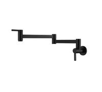 TYMYW Grifo de Llenado de Ollas para Cocina Grifo de Cocina de Latón con Brazo Oscilante Doble Plegable de Refrigeración Individual Montado en La Pared,Negro