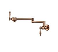 TYMYW Grifo de Llenado de Ollas Plegable Grifo de Cocina de Pared Grifo Fregadero de Latón Grifo Cocina Fregadero Agua Fria,Oro Rosa