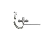 TYMYW Grifo de Pared Cocina Acero Inoxidable con Pistola de Pulverización Giratorio de 360° Agua Caliente/Fría,Cepillado
