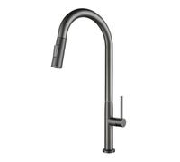 TYMYW Grifo Extraible Cocina Acero Inoxidable con 2 Modos Giratorio 360 ° Mezclador Grifo Monomando Cocina Extraible,Gris