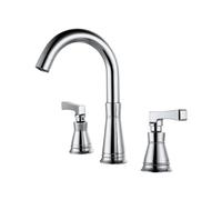 TYMYW Grifo Lavabo 3 Agujeros de Doble Manija Grifo de Lavabo Dividido de Agua Fría y Caliente de Latón,Plateado Cromado