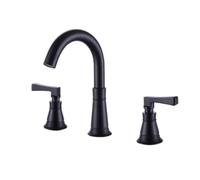 TYMYW Grifo Lavabo 3 Agujeros de Doble Manija Grifo de Lavabo Dividido de Agua Fría y Caliente de Latón,Negro