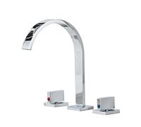 TYMYW Grifo Lavabo 3 Orificios de Cascada Grifo Mezclador Lavabo de Doble Manija Dividido de Laton,Plateado Cromado
