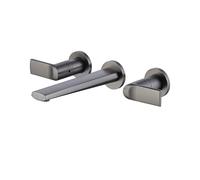 TYMYW Grifo Lavabo 3 Orificios Escondido Grifo Mezclador Lavabo de Doble Manija de Latón,Gris Cepillado