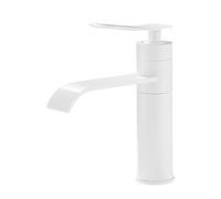 TYMYW Grifo Lavabo Baño Cascada Giratorio 360° Grifo Lavabo Monomando Retro Latón Frío y Caliente Un Solo Orificio,Blanco
