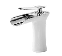 TYMYW Grifo Lavabo Baño Cascada Grifo Lavabo Monomando Retro,Mezclador Frío y Caliente Un Solo Orificio de Latón,Plata