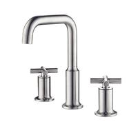 TYMYW Grifo Lavabo Baño Laton 3 Orificios con Doble Manija Grifo Lavabo Giratorio 360 Caliente y Frío Tipo Dividido,Cromado