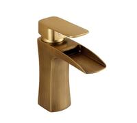 TYMYW Grifo Lavabo Cascada Monomando Grifo Mezclador de Lavabo Vintage de Latón Un Solo Orificio para Baño