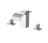 TYMYW Grifo Lavabo Cascada Tres Orificios Grifo Mezclador Lavabo 2 Mandos Dividido de Latón,Plateado Cromado