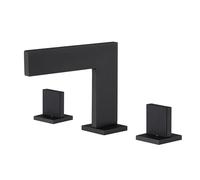 TYMYW Grifo Lavabo de 3 Orificios de Cascada Grifo Mezclador con Dos Mandos para Lavabo Dividido de Tres Orificios,Negro