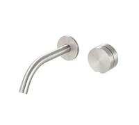 TYMYW Grifo Lavabo Empotrado de Doble Orificio Grifo Mezclador Lavabo Monomando de Latón,Cepillado Plateado
