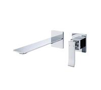 TYMYW Grifo Lavabo Empotrado de Un Solo Mango Grifo de Baño Empotrado Doble Agujero de Agua Fría y Caliente,Plateado Cromado
