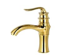 TYMYW Grifo Lavabo Monomando Retro Frío y Caliente Grifo Baño Retro Dorado Un Solo Orificio de Laton para Lavabo de Baño