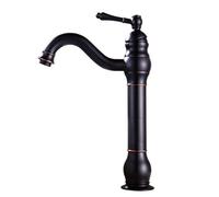 TYMYW Grifo Lavabo Negro Antiguo Latón Alto 360° Giratorio Grifo Lavabo Monomando Mezclador Solo Agujero