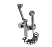 TYMYW Grifo Mezclador de Cocina Pared Gris Brazo Plegable Giratorio de 360° Grifo Cocina Pared con Ducha 2 Modos, Latón