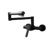 TYMYW Grifo Mezclador de Cocina Pared Latón Brazo Plegable Giratorio de 360° Grifo de Llenado de Ollas con 2 Modos,Negro