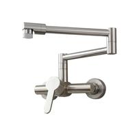 TYMYW Grifo Mezclador de Cocina Pared Latón Brazo Plegable Giratorio de 360° Grifo de Llenado de Ollas con 2 Modos,Cepillado