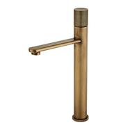 TYMYW Grifo para Lavabo de Baño Alto Sobre Encimera Grifo Monomando Lavabo Retro de Latón de Un Solo Orificio Agua Fria y Caliente