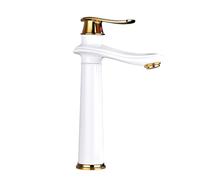 TYMYW Grifo para Lavabo Sobre Encimera Alto Grifo Monomando Lavabo Agua Fria y Caliente de Latón Un Solo Orificio,Platino