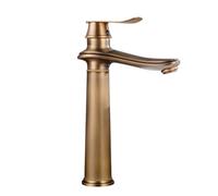 TYMYW Grifo para Lavabo Sobre Encimera Alto Grifo Monomando Lavabo Agua Fria y Caliente de Latón Un Solo Orificio,Retro