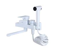 TYMYW Grifos Cocina Fregadero con Ducha Modo Dual Grifo Cocina Pared Mezclador con Caño Giratorio 360°, Latón,Blanco,20Cm