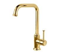 TYMYW Grifos Cocina Fregadero Monomando Giratorio 360° Grifo de Cocina Latón Antiguo Mezclador un Solo Agujero,Oro