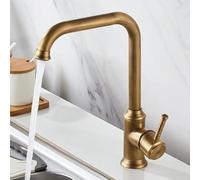 TYMYW Grifos Cocina Fregadero Monomando Giratorio 360° Grifo de Cocina Latón Antiguo Mezclador un Solo Agujero,Retro