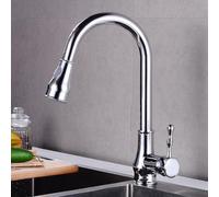 TYMYW Grifos de Cocina Fregadero Extraible con 2 Modos Grifo Monomando Cocina Extraible Giratorio 360° de Latón para Fregadero,Cromado