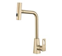 TYMYW Grifos de Cocina Fregadero Extraible Monomando,Grifo Cocina Extraible Cascada con 3 Modos Giratorio A 360° Mezclador,Oro