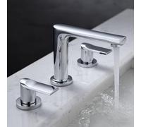 TYMYW Grifos para Lavabos de Baño 3 Orificios con Doble Manija Dividido Grifo Mezclador Baño de 8 Pulgadas Latón,Cromado