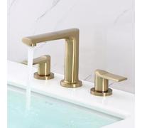 TYMYW Grifos para Lavabos de Baño 3 Orificios con Doble Manija Dividido Grifo Mezclador Baño de 8 Pulgadas Latón,Oro Cepillado