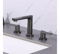 TYMYW Grifos para Lavabos de Baño 3 Orificios con Doble Manija Dividido Grifo Mezclador Baño de 8 Pulgadas Latón,Gris