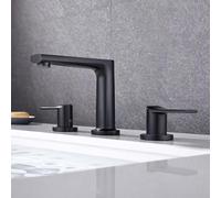 TYMYW Grifos para Lavabos de Baño 3 Orificios con Doble Manija Dividido Grifo Mezclador Baño de 8 Pulgadas Latón,Negro