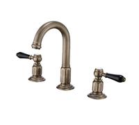 TYMYW Grifos para Lavabos de Baño 3 Orificios con Doble Manija Grifo Mezclador Baño Giratorio 360° Latón,Antiguo + Negro