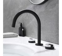 TYMYW Grifos para Lavabos de Baño 3 Orificios con Doble Manija Grifo Mezclador Baño Lavabo de 8 Pulgadas de Latón,Negro