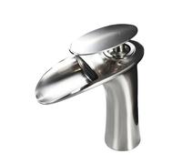 TYMYW Grifos para Lavabos de Baño Cascada Grifo Monomando Lavabo Vintage Mezclador de Latón Un Solo Orificio,Cepillado