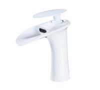 TYMYW Grifos para Lavabos de Baño Cascada Grifo Monomando Lavabo Vintage Mezclador de Latón Un Solo Orificio,Blanco