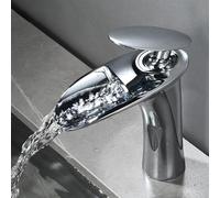TYMYW Grifos para Lavabos de Baño Cascada Grifo Monomando Lavabo Vintage Mezclador de Latón Un Solo Orificio,Cromado