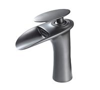 TYMYW Grifos para Lavabos de Baño Cascada Grifo Monomando Lavabo Vintage Mezclador de Latón Un Solo Orificio,Gris