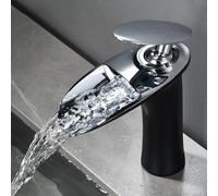 TYMYW Grifos para Lavabos de Baño Cascada Grifo Monomando Lavabo Vintage Mezclador de Latón Un Solo Orificio,Negro Plata