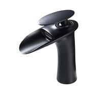 TYMYW Grifos para Lavabos de Baño Cascada Grifo Monomando Lavabo Vintage Mezclador de Latón Un Solo Orificio,Negro