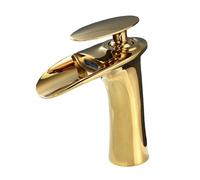 TYMYW Grifos para Lavabos de Baño Cascada Grifo Monomando Lavabo Vintage Mezclador de Latón Un Solo Orificio,Oro