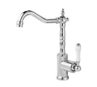 TYMYW Grifos para Lavabos de Baño Laton Vintage Giratorio 360° Grifo Mezclador de Baño Monomando Un Solo Orificio,Cromado