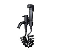 TYMYW Kit Ducha Higienica para Wc con Manguera de 1,5 M Grifo Bidet para Wc Negro de Pared de Latón para Balcón,Baño
