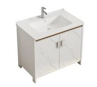 TYMYW Mueble Baño Blanco con Lavabo Ceramica,con Patas Lavabo con Grifo Incluido y Mueble con Bisagra Amortiguadora,80Cm