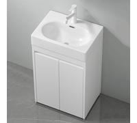 TYMYW Mueble Baño Blanco de Pie con Patas Lavabo con Grifo Incluido y Mueble con Bisagras Amortiguadas para Baños Pequeños,50Cm
