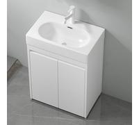 TYMYW Mueble Baño Blanco de Pie con Patas Lavabo con Grifo Incluido y Mueble con Bisagras Amortiguadas para Baños Pequeños,60Cm
