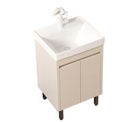 TYMYW Mueble Baño con Lavabo Ceramica 50 Cm con Grifo Mueble Baño Blanco con Lavabo y Armario con Puerta de Cierre Suave